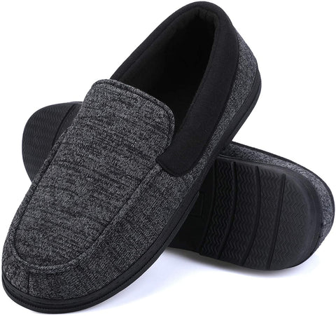 mysoft Men's House Slippers Memory Foam Classic Moccasin Slip on Shoes Anti-Slip Sole Indoor Outdoor