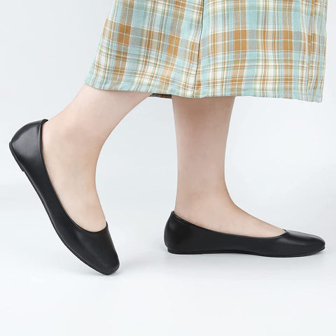 MUSSHOE Flats Shoes Women Comfortable Memory Foam Women's Flats Square Toe Casual Flats for Women Dressy