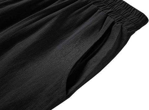 Karlywindow Mens Linen Pants Casual Loose Lightweight Drawstring Elastic Waist Summer Yoga Beach Trousers