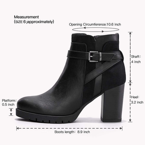 mysoft Womens Ankle Boots Chunky High Heel Zipper Boots