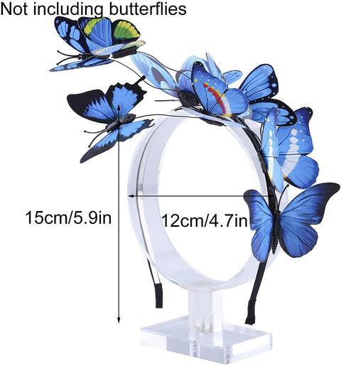 AWAYTR Girl Butterfly Fancy Fairy Headband Boho Chic Fabric Art Costume Party Tiara Crown Prop Hair Band Hoop Headband (Navy Blue-1)