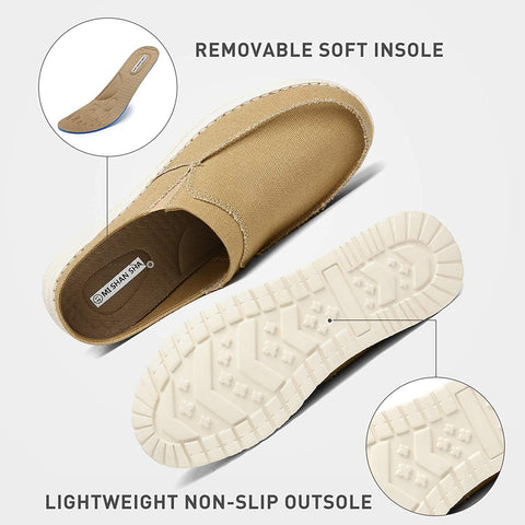 Mishansha Mens Canvas Mules Comfort House Slippers Lightweight Slip on Walking Shoes Casual Loafers