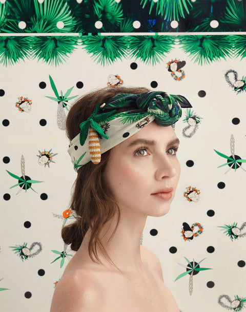 Knotted Wide Turban Head Wrap - 3PCS Floral Knot Wire Hair Band Turban Headwrap for Women Bandanas Boho Adjustable Wide Headband (Cashew)