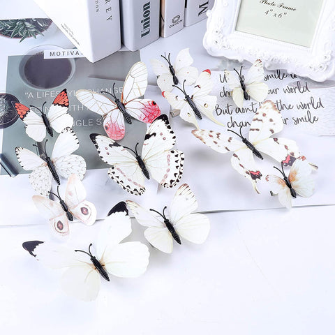 AWAYTR Realistic Printed Butterfly Hair Clip 12Pcs Fairy Hair Clips Set Hair Accessories for Girls Women (White)