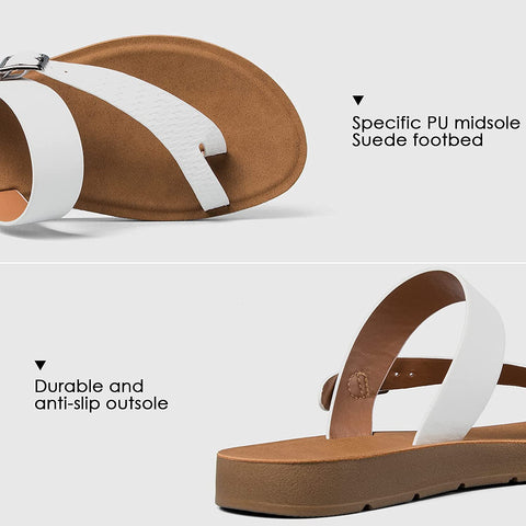 mysoft Women's Slide Sandals Comfortable Flip Flops Buckle Toe Ring Sandals with Adjustable Straps