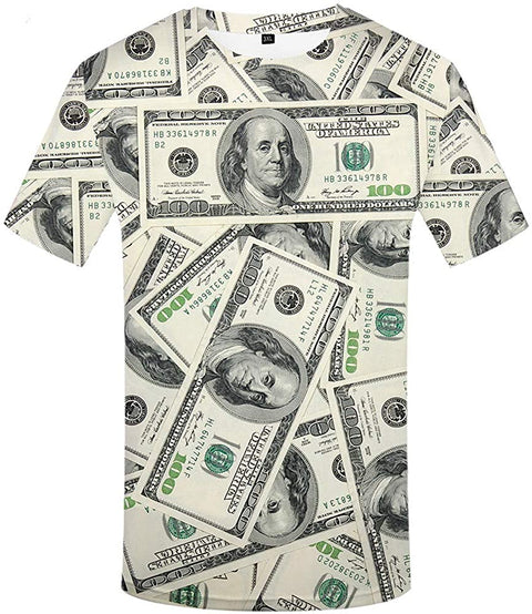 KYKU 100 Dollar Bill Money Shirts for Men Women Kids Unisex Short Sleeve T Shirt