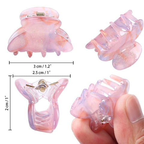 Claw Hair Clips No-slip Grip - 12PCS Mini Size Jaw Hair Clips for Women Girls Thick Hair Claw Clips Clamps Hair Barrette Jaw Clamp (Sequins)