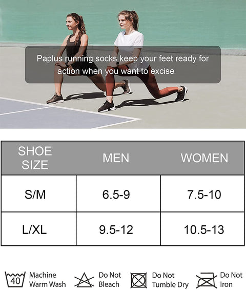 PAPLUS Womens and Mens No Show Socks (6 Pairs), Cushioned Running Athletic Low Cut Socks No Slip