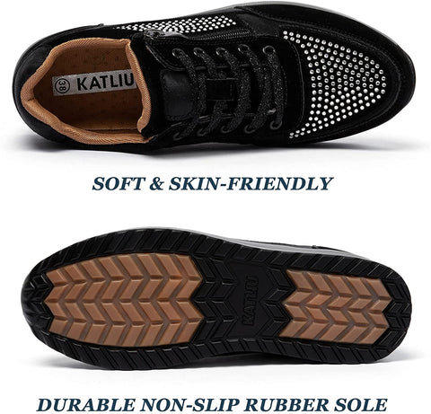 Women Walking Shoes Comfort Side Zipper Tennis Shoes
