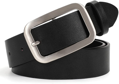 Women Leather Belts for Jeans Pants Fashion Ladies Dress Belt with Solid Pin Buckle