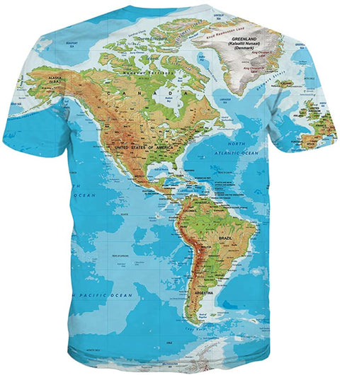 Unisex 3D T Shirt Men World Map T-Shirt Funny Summer Tops Graphic Tee