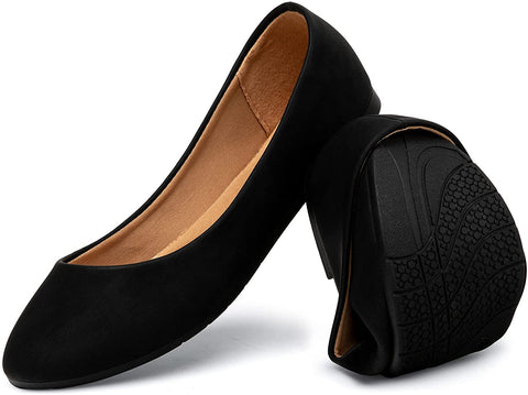 katliu Women Comfort Flats Round Toe Ballet Flats Slip on Walking Flat Shoes