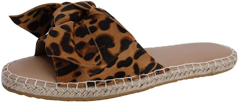 Ruanyu Womens Flat Slide Sandals Open Toe Bowknot Espadrille Slip On Comfortable Cork Sandals