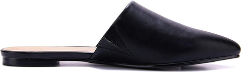 Ruanyu Womens Flat Mules Pointed Toe Slip On Loafer Backless Comfortable Slide Sandals