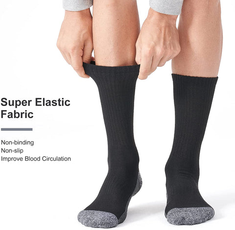CS CELERSPORT 6 Pack Men's Cushioned Crew Socks Athletic Work Boot Socks