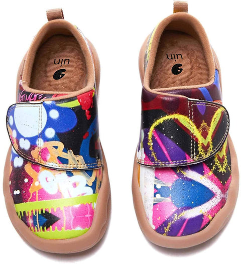 UIN Little Kid Sneaker Little Hedgehog Painted Microfiber Leather Girls Boy's Casual Fashional Shoes