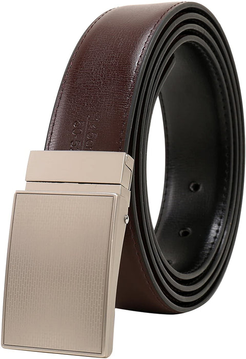 Beltox Fine Men's Dress Belt Leather Reversible 1.25" Wide Rotated Buckle Gift Box (Plaque Rotated Buckle,44-46)