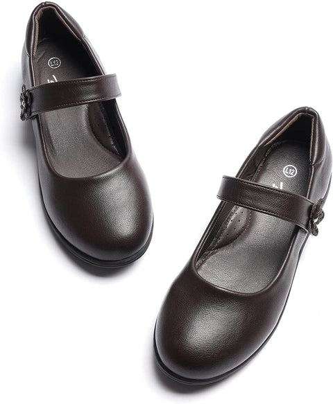 Heel The World Girl's Mary Jane Flat School Uniform Shoes