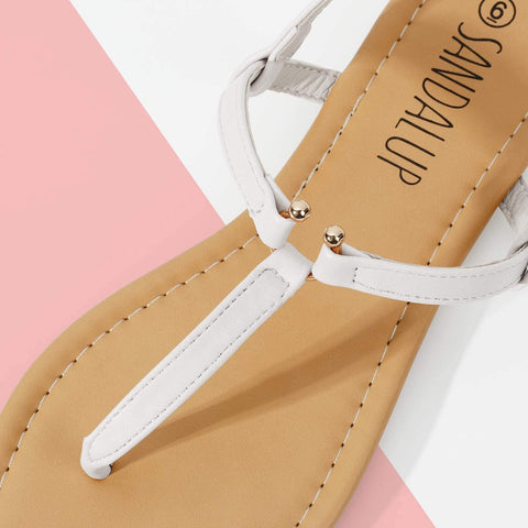 SANDALUP Thong Flat Sandals with Ring Metal Buckle for Women Summer