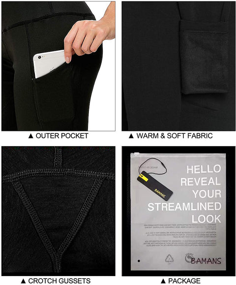 Fleece Lined Leggings for Women High Waist Thick Thermal Tights Winter Running Yoga Pants with Pockets