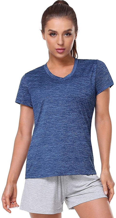 Xelky 3-4 Pack Women's Dry Fit Tshirt Short Sleeve Moisture Wicking Athletic Shirts Sport Activewear Tee V Neck Workout Top