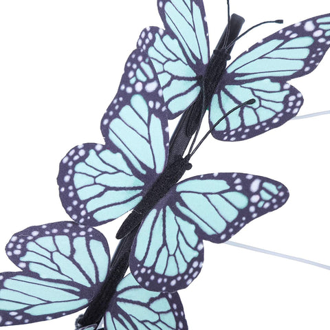 AWAYTR Girl Butterfly Fancy Fairy Headband Boho Chic Cloth Art Costume Party Tiara Crown Prop Hair Band Hoop Headband (Mint Green)