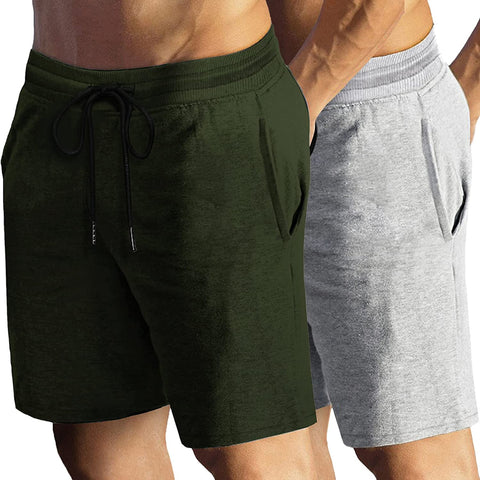 Mens 2 Pack Gym Workout Shorts Running Bodybuilding Training Drawstring Shorts