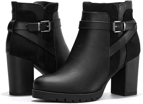 mysoft Womens Ankle Boots Chunky High Heel Zipper Booties