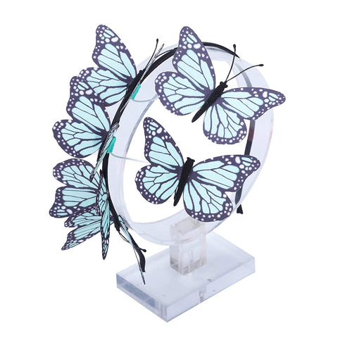 AWAYTR Girl Butterfly Fancy Fairy Headband Boho Chic Cloth Art Costume Party Tiara Crown Prop Hair Band Hoop Headband (Mint Green)
