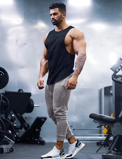 Men Joggers Sweatpant Gym Exercise Slim Fit Trousers with Zipper Pocket