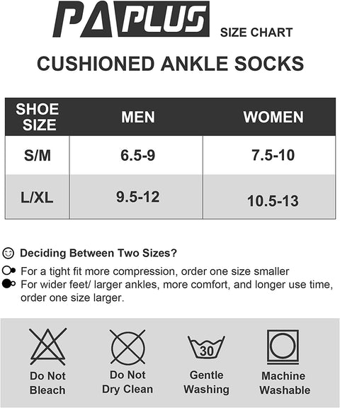 PAPLUS Ankle Compression Socks 3 Pairs for Men and Women, Low Cut Running Athletic Socks with Arch Support