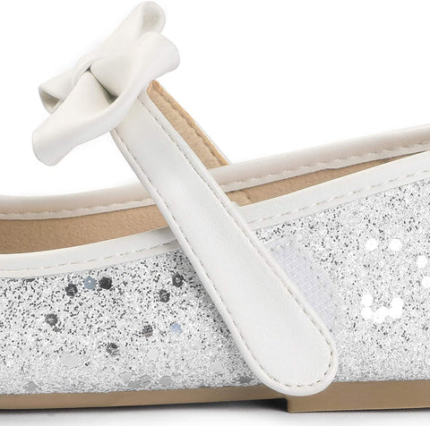 Heel The World Girls Flat Mary Jane Dress Shoes Ballerina Party Flats with Bow