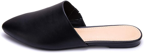 Ruanyu Womens Flat Mules Pointed Toe Slip On Loafer Backless Comfortable Slide Sandals