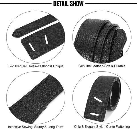 XZQTIVE Women's Genuine Leather Waist Belt for Jeans Jumpsuit Coat Fashion Tie a Knot Leather Belt Dress Belt