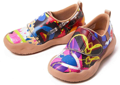 UIN Little Kid Sneaker Little Hedgehog Painted Microfiber Leather Girls Boy's Casual Fashional Shoes
