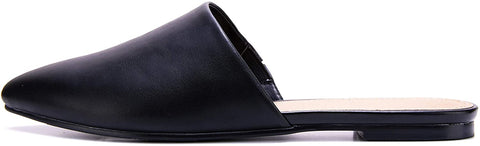 Ruanyu Womens Flat Mules Pointed Toe Slip On Loafer Backless Comfortable Slide Sandals