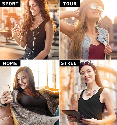 Xelky Womens 4 Pack Tank Tops V Neck Undershirt Lightweight Plain Sleeveless Shirts Stretch Basic Wide Strap Tanks(S-XXL)