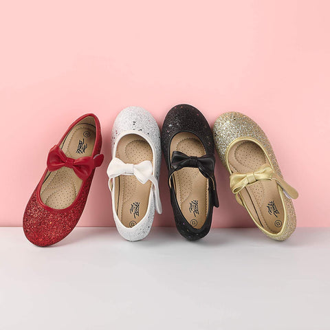 Heel The World Girls Flat Mary Jane Dress Shoes Ballerina Party Flats with Bow