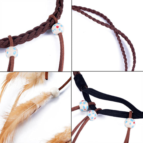 Hippie Feather Headband Indian headband - Handmade Feather Lightweight Indian Fashionable Style Headband (White)