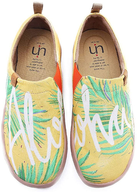 UIN Women's Aloha Canvas Hawaii Collection Causal Comfort Slip On Shoes Yellow