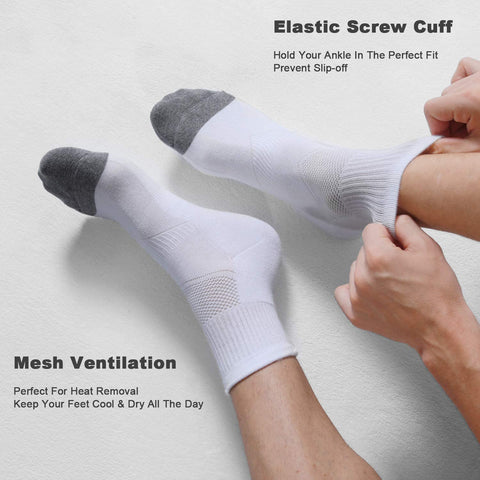 CelerSport 6 Pack Men's Ankle Socks with Cushion Athletic Running Socks