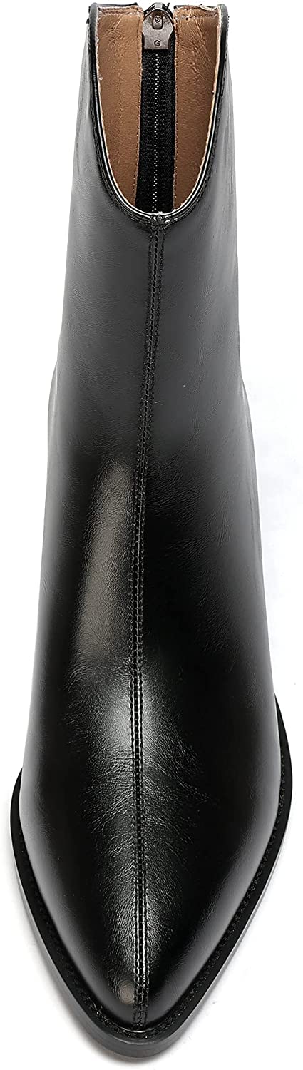 WAYDERNS Women's Zip Pointed Toe Matte Chunky Low Heel Ankle High Knight Boots 2 Inch