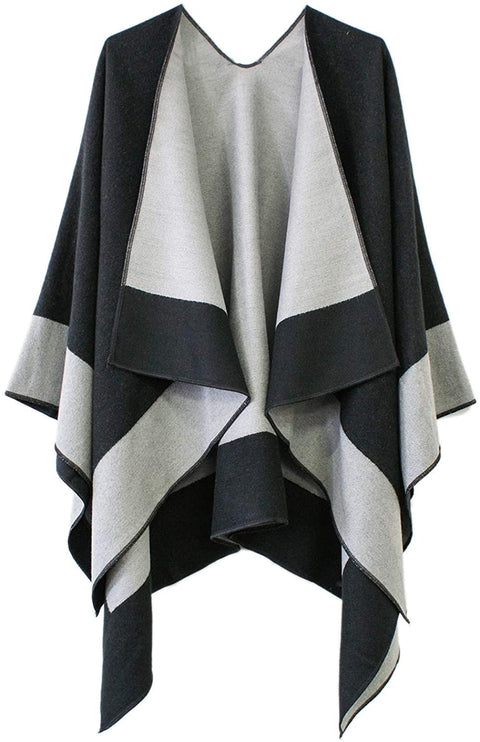Women's Shawl Wrap Poncho Ruana Cape Cardigan Open Front Coat for Fall Winter Holiday
