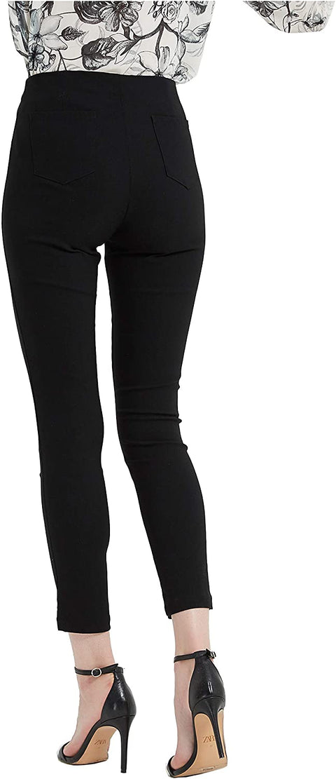 Womens Elastic Waist Pull on Slim Pants Capris Mid Rise
