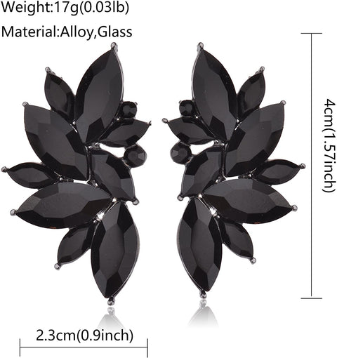 Cluster Crystal Teardrop Flower Design Stud Earrings Fine Jewelry for Women Valentines Day Gifts for Her