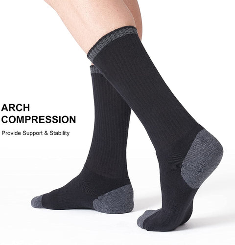 CS CELERSPORT 4 Pair Men's Merino Wool Hiking Socks Warm Boot Socks with Full Cushion Thermal Crew Socks