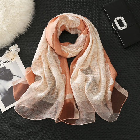 WINCESS YU Women Fashion Silk Scarf Long Shawl and Wraps Lightweight Pashmina for Fall and Winter