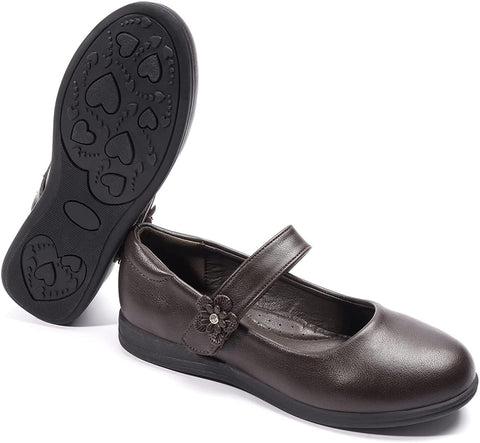 Heel The World Girl's Mary Jane Flat School Uniform Shoes