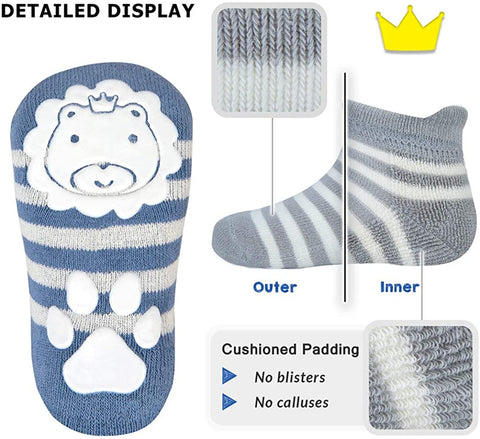 Ozaiic Baby Non Slip Grip Ankle Socks with Cushion for Newborn Toddler Boy Girl