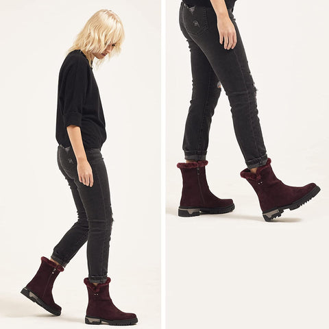 Torgeis Women’s Courtney Fashion Micro Suede Textile, Slip-On Zipper Ankle Chunky Boots, Round-Toe, Thermoplastic Rubber Outsole